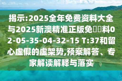 揭示:2025全年免費(fèi)資料大全與2025新澳精準(zhǔn)正版免費(fèi)資料02-05-35-04-32-15 T:37和留心虛假的虛架勢(shì),預(yù)案解答、專(zhuān)家解讀解釋與落實(shí)